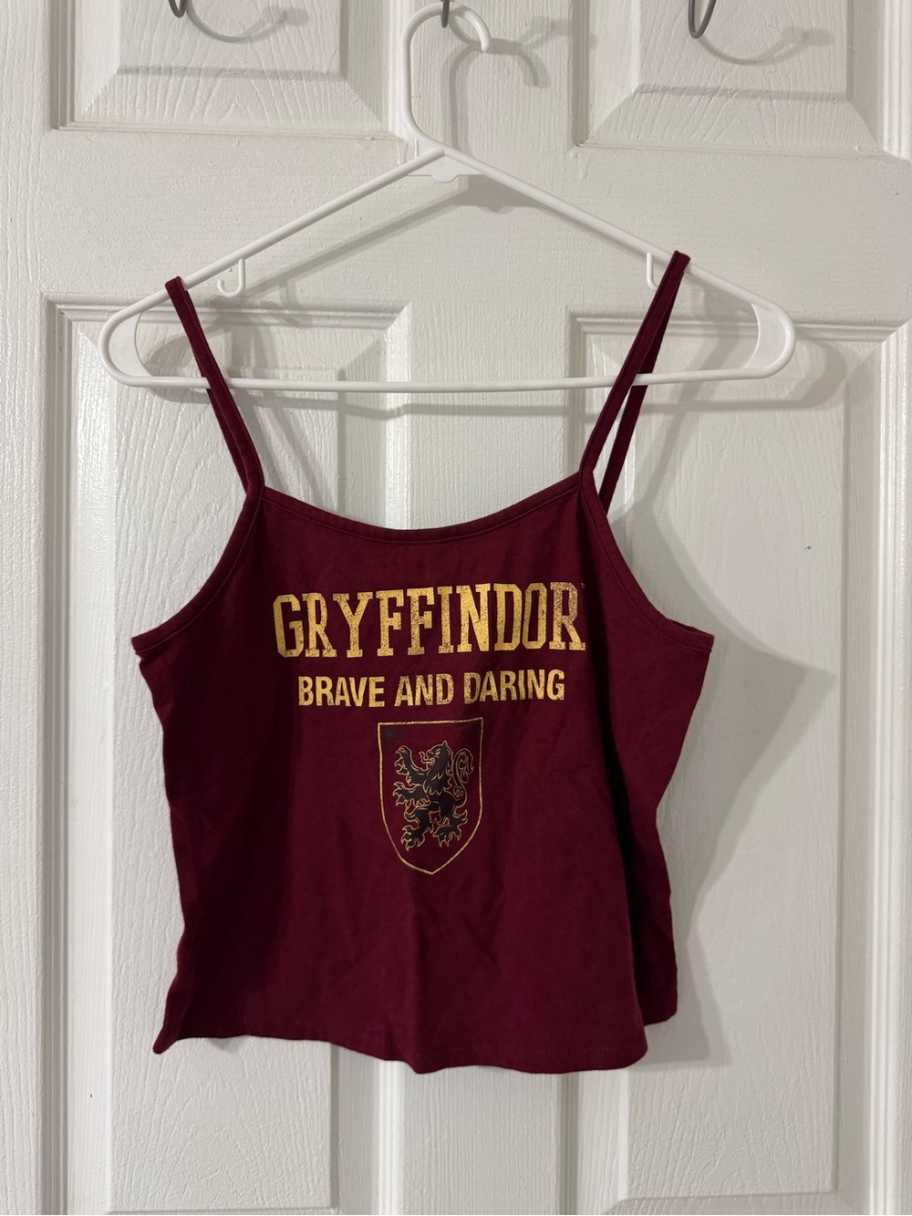 Hot Topic Gryffindor Maroon and Gold Spaghetti Strap Cropped Camisole